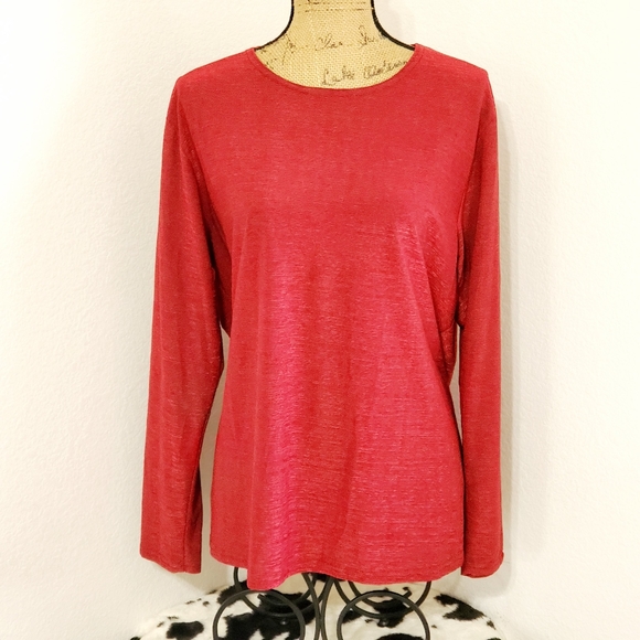 Ninety 90 Woman Burgundy Long sleeve tunic top 3X Casual Office Everyday Wear - Picture 2 of 5